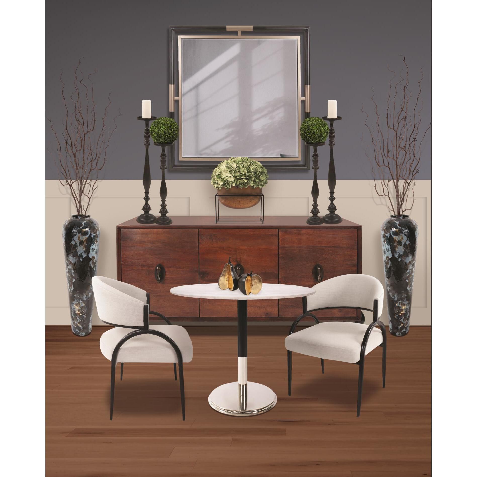 Fitzgerald 48 X 48 inch Black and Brass Mirror, Large